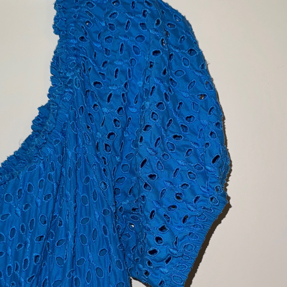 Lane Bryant Blue Midi Eyelet Dress; Spring, Summertime dress. Plus size. - Picture 7 of 9